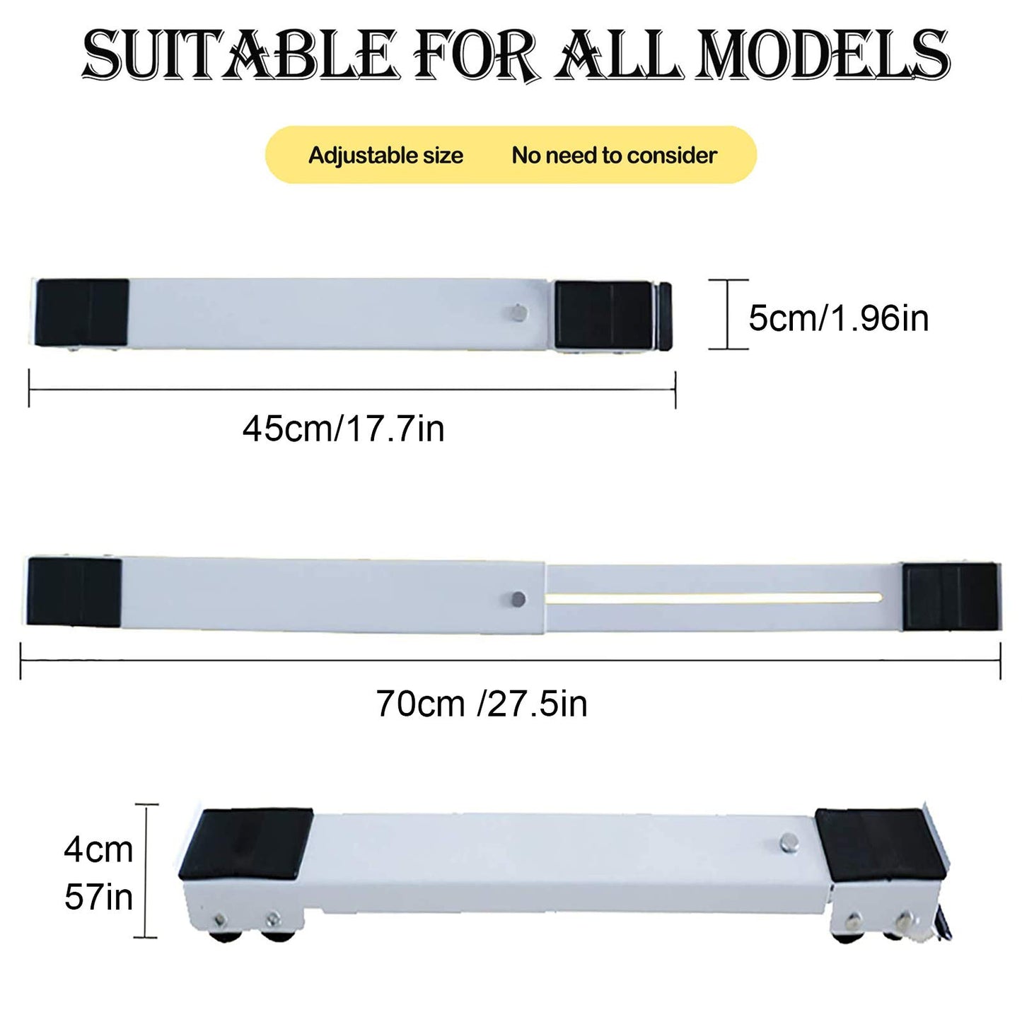 Washing machine standing movable, adjustable refrigerator base furniture, with lock fixed, non-slip, base with 24 wheels, suitable for the floor of tumble dryers, washing machine, refrigerator etc
