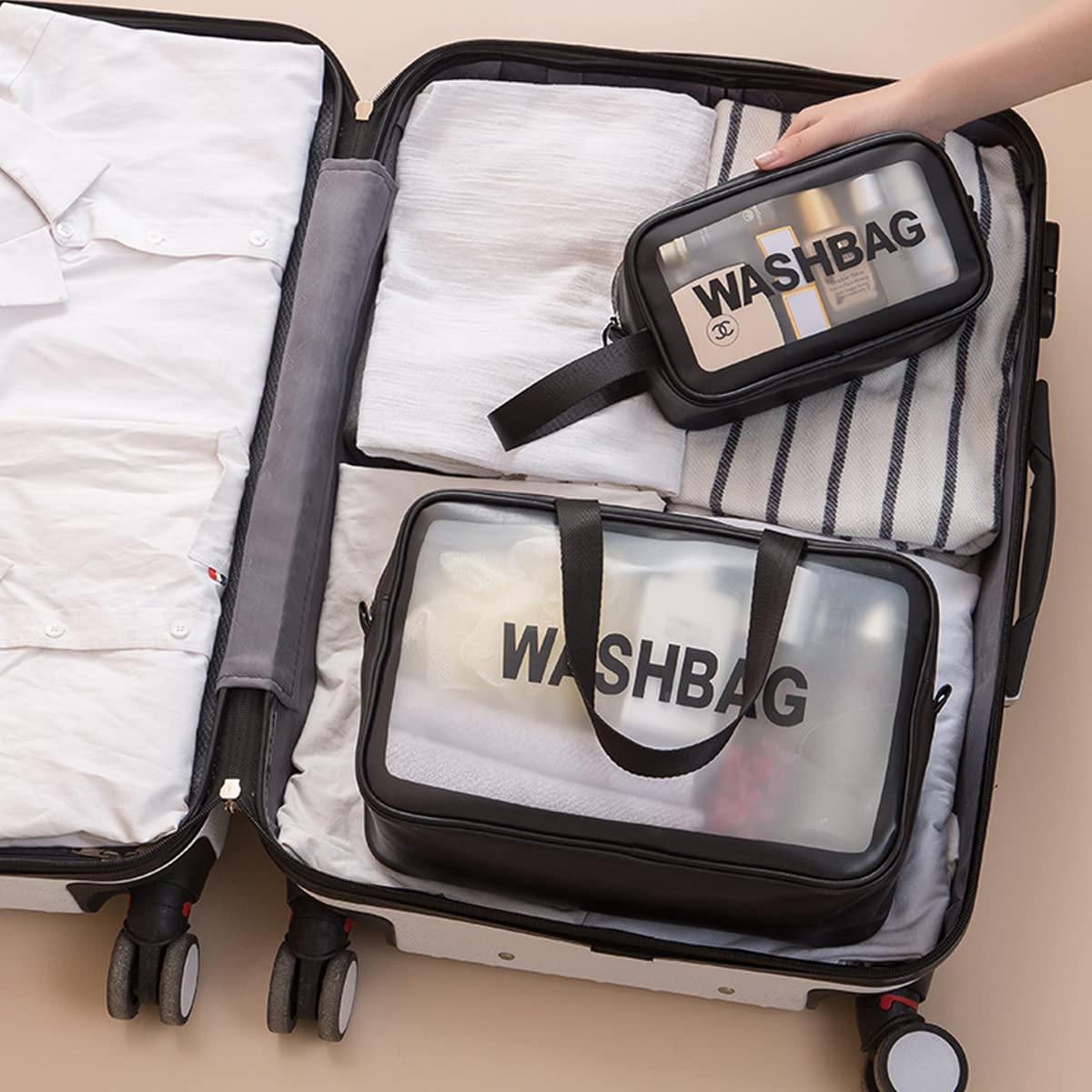 Clear Toiletry Bag Set of 3, Transparent Makeup Cosmetic Bags, Travel Wash Pouch for Women,Waterproof Organizer for Toiletries, Skincare, and Accessories