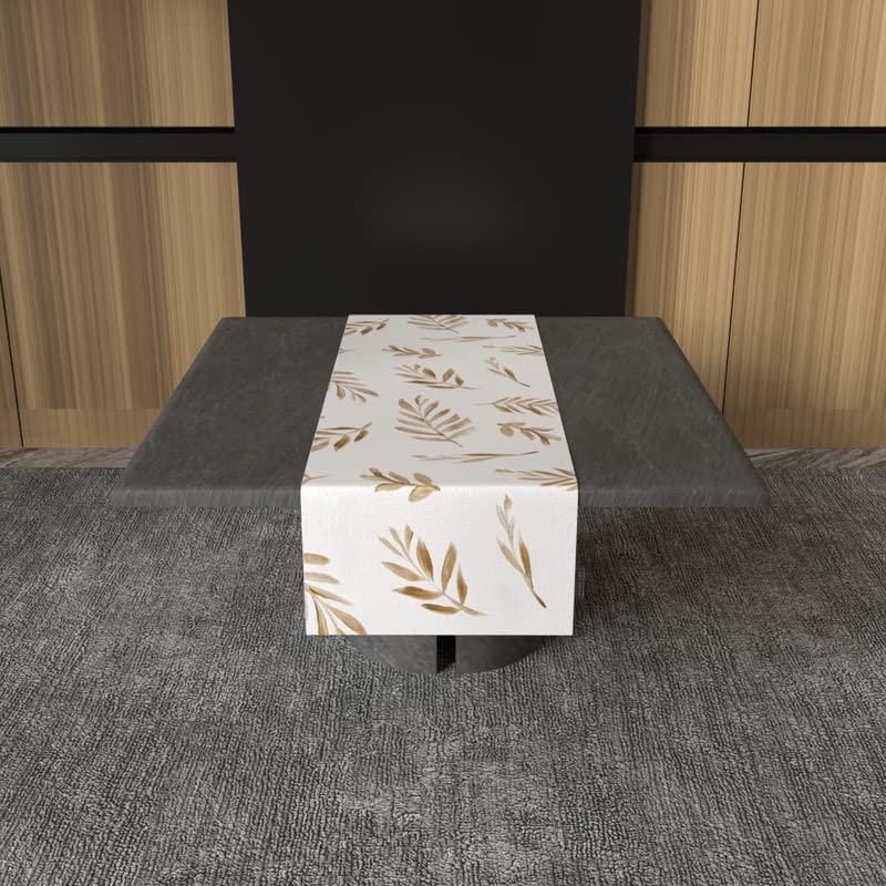Eve Canvas Table Runner in Gold & Blue, a Durable Decorative Centerpiece with an Elegant and Glamorous Metallic Pattern, 35x140 cm, perfect for adding a Touch of Chic Sophistication