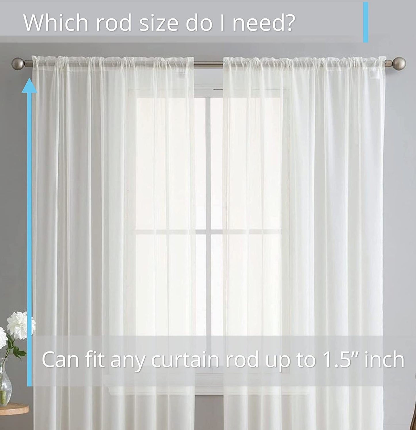 Elegant Voile Chiffon Curtains - Rod Pocket Design - Luxury Soft Fabric 1 Panel