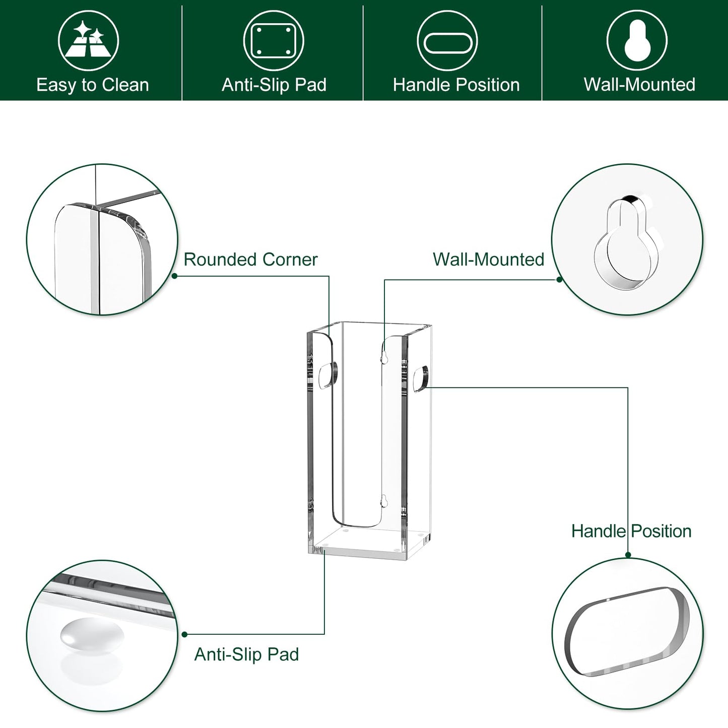 Clear Acrylic Coffee Cup Dispenser with Handles, Compartment Countertop or Wall Mounted Organizer for Hot and Cold Drink Cups and Lids