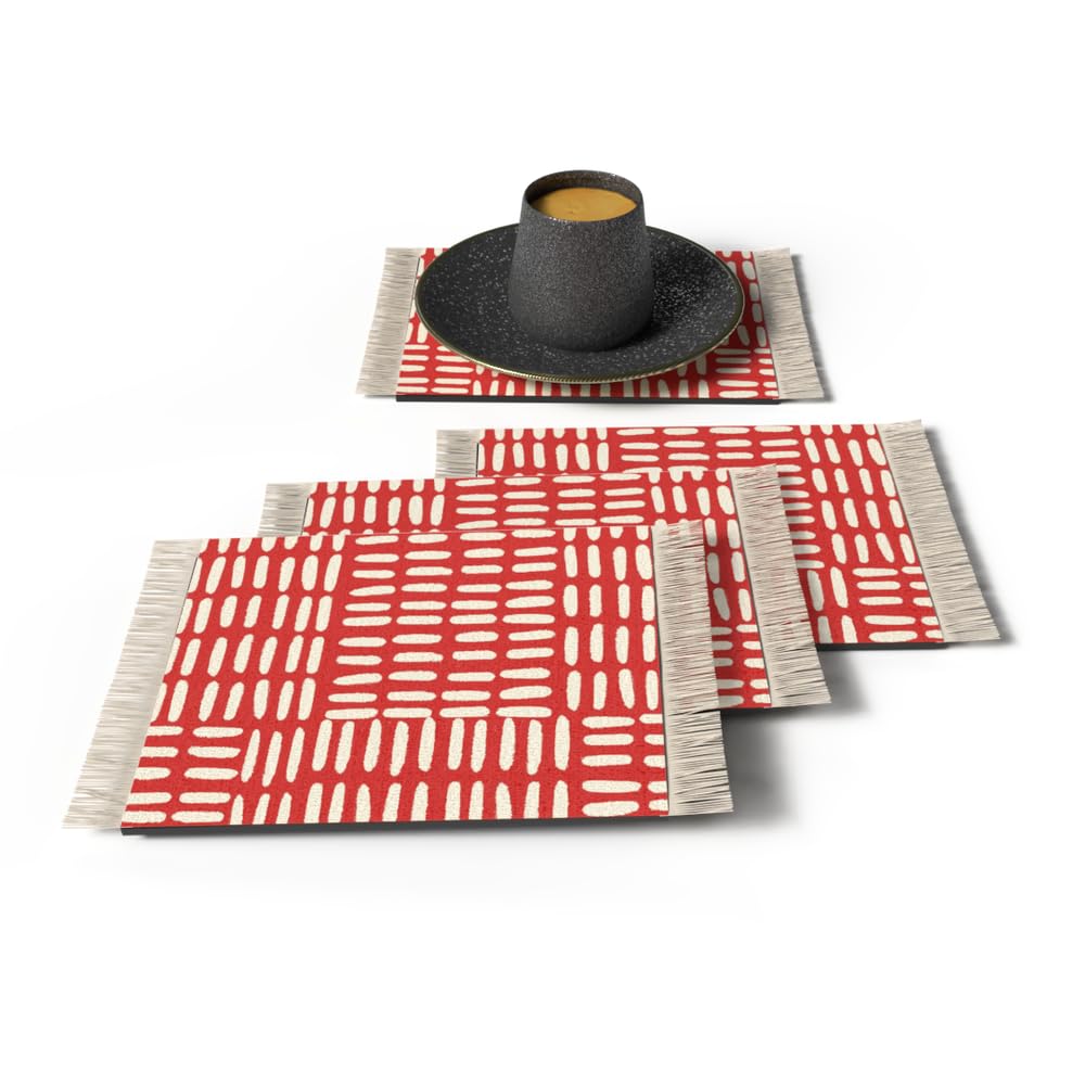 Rug Coaster - Elegant and Durable Mini Rug Coasters for Coffee Table, Dining, and Home Decor - Ultra-Soft Microfiber Polyester - Set Of 4