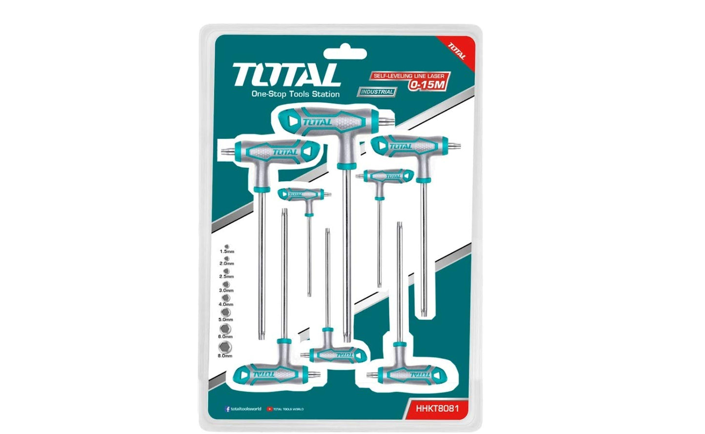 TOTAL 8 Pcs T-handle torx wrench set THHW8083