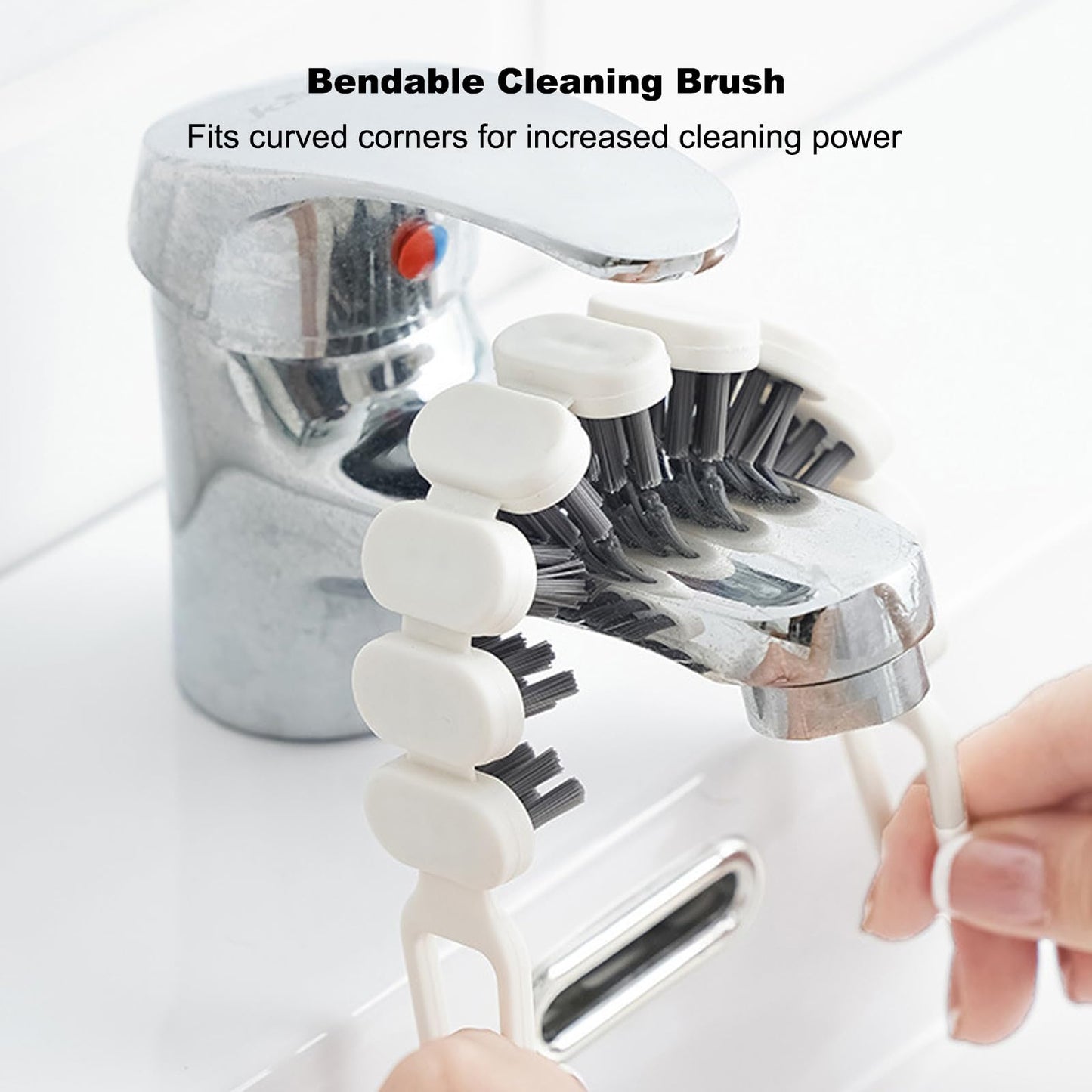 Zeckzoin Bendable Multifunctional Cleaning Brush, Hard Bristle Crevice Cleaning Brush Flexible Curved Crevice Brush for Faucet Sink Stove Household Cleaning Tool(6 Pcs)