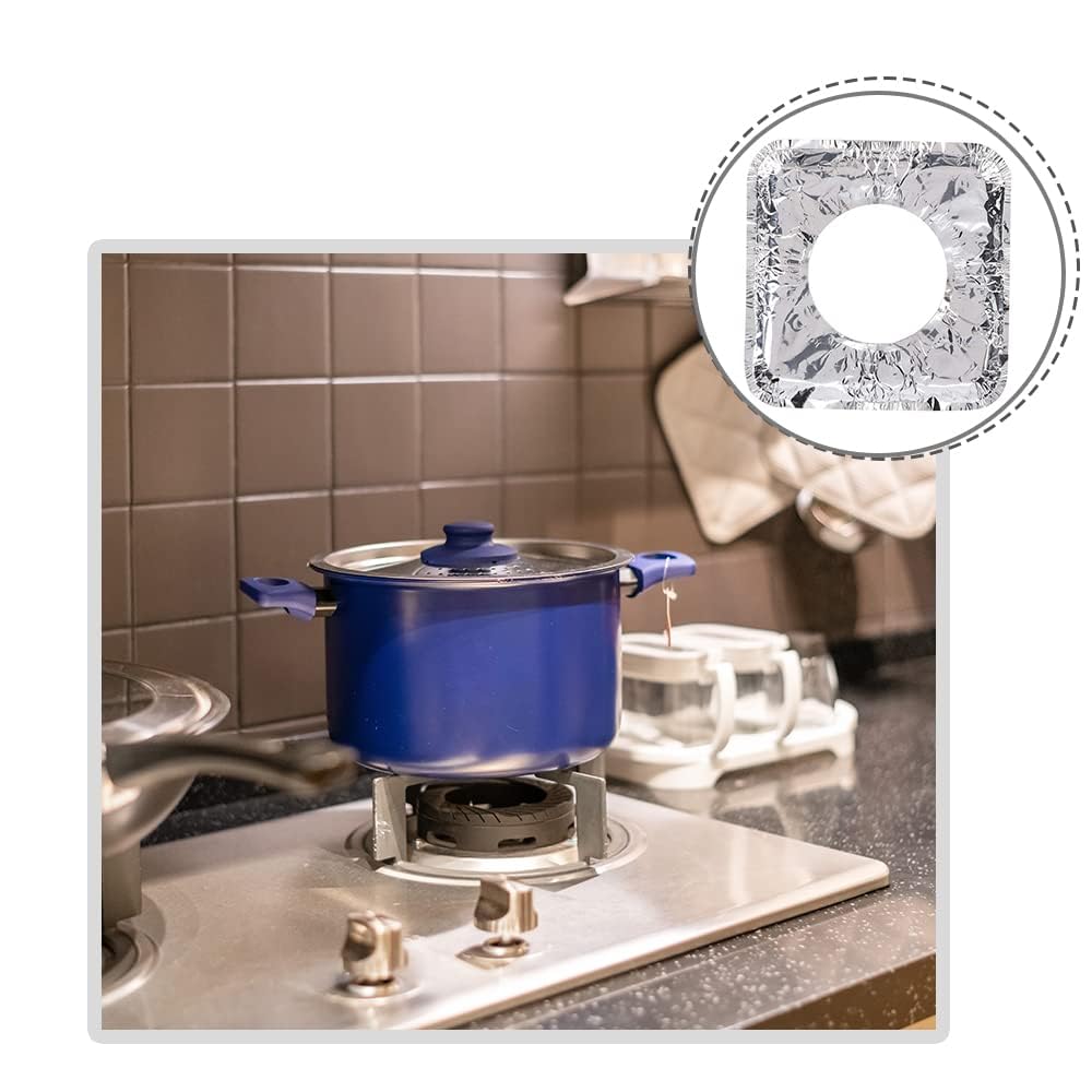 10 Pcs Gas Burner Cover - Disposable Aluminum Foil Gas Stove Mat for Easy Kitchen Cleaning