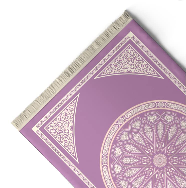 Velvet Prayer Mat in Pastel Purple, 68x117 cm, a soft and luxurious rug with a beautiful dome design, providing a comfortable and aesthetically pleasing space for prayer