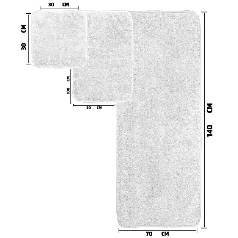 4-Piece Towel Set, 100% Cotton ? Includes 1 Bath Towel 140 cm x 70 cm, 1 Hand Towel 100 cm x 50 cm, 2 Washcloths 30 cm x 30 cm, Quick Dry, Super Soft, Highly Absorbent, No Fade, White