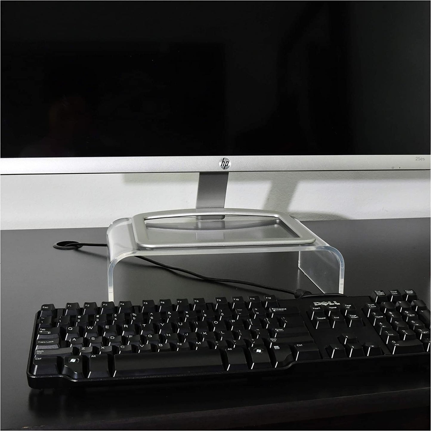 Acrylic Monitor Stand Riser, Clear Durable Platform for PC, Laptop, TV, Mac or Apple Display, Ergonomic Desktop Shelf for Home Office Desk Setup with Premium Acrylic Build, Clear