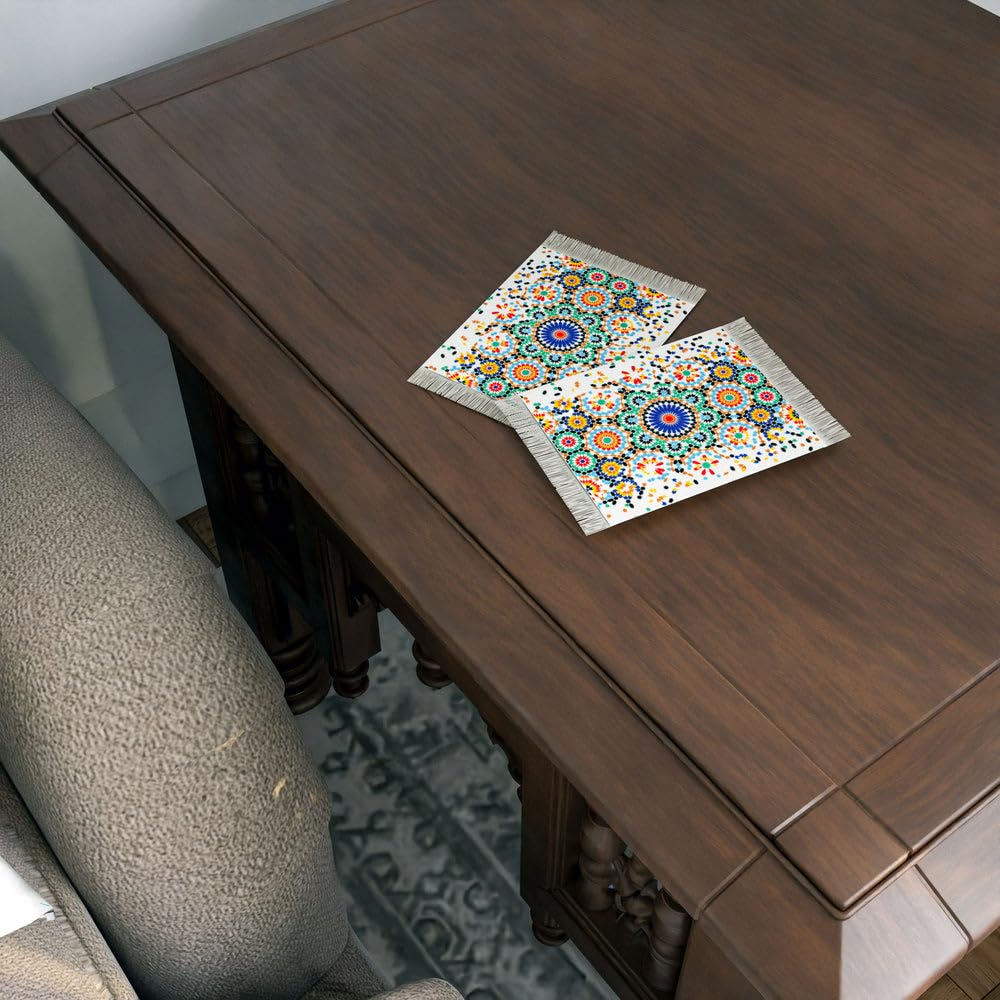 Rug Coaster Set – Set of 4 Mini Carpet Coasters with Velvet Surface & Leather Backing, Non-Slip, 14x9 cm, Elegant Table Protection & Gift Idea