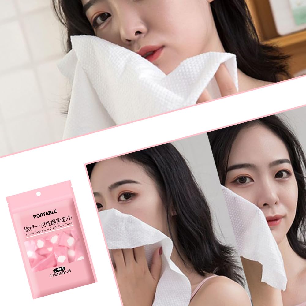 Davfiecn 30 Capsules Portable Coin Tissue Disposable Face Cloths Compressed Cotton Magic Towel Compressed Tissue for Travel Home Camping Hiking Sport Beauty Salon and Other Outdoor Activities