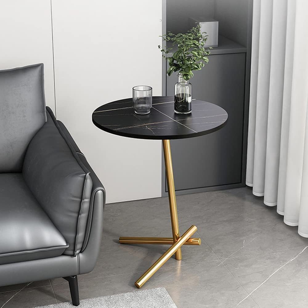 Side Table, Slate Round Small Coffee Table, Living Room Sofa, Small Title, Outdoor Snack Table 40D x 50W CM