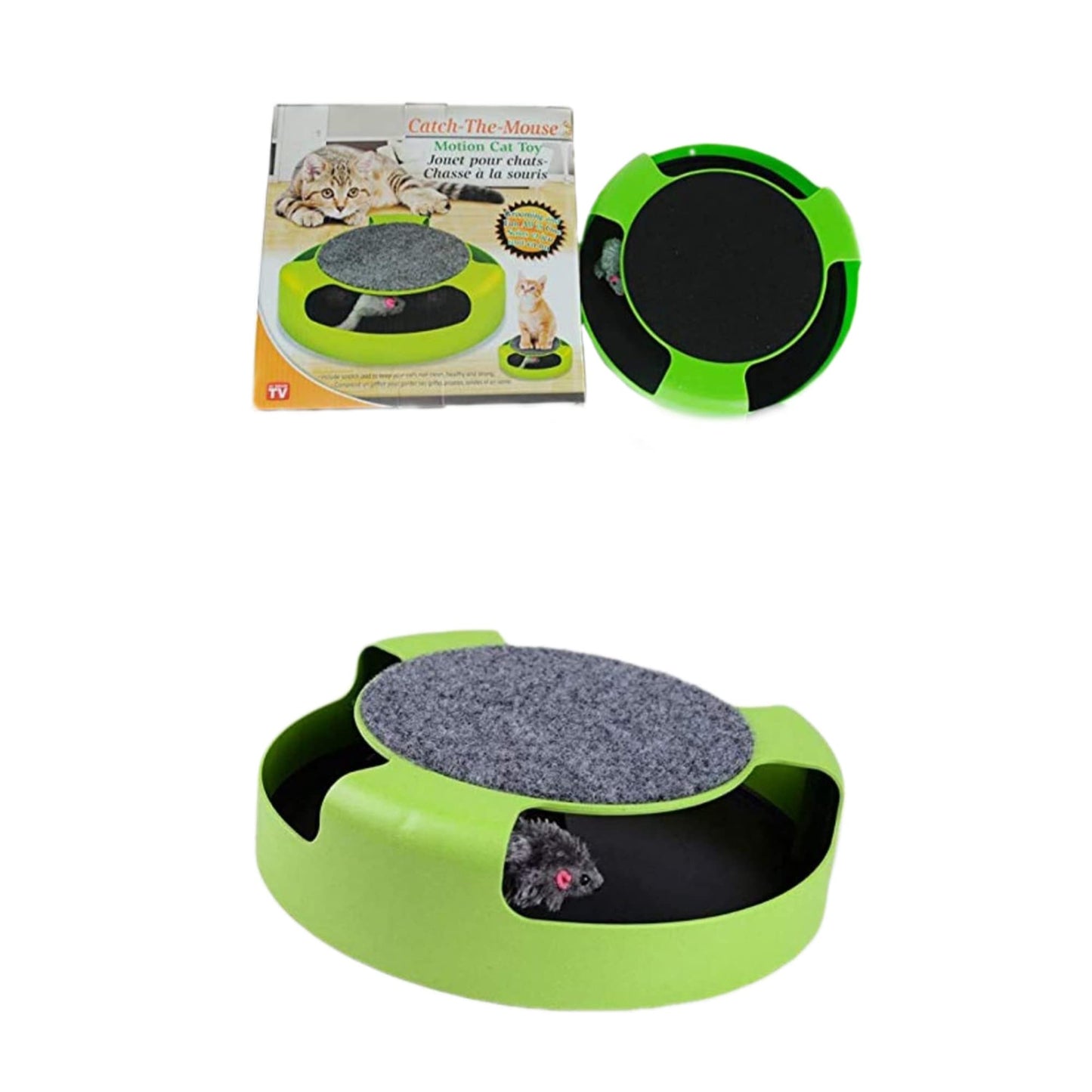 Cat Kitten Interactive Play Toy with Mouse Motion, Scratching Claw Mat, Durable Material, Fun and Engaging Design, Ideal for Active Cats, Green (Lightweight)