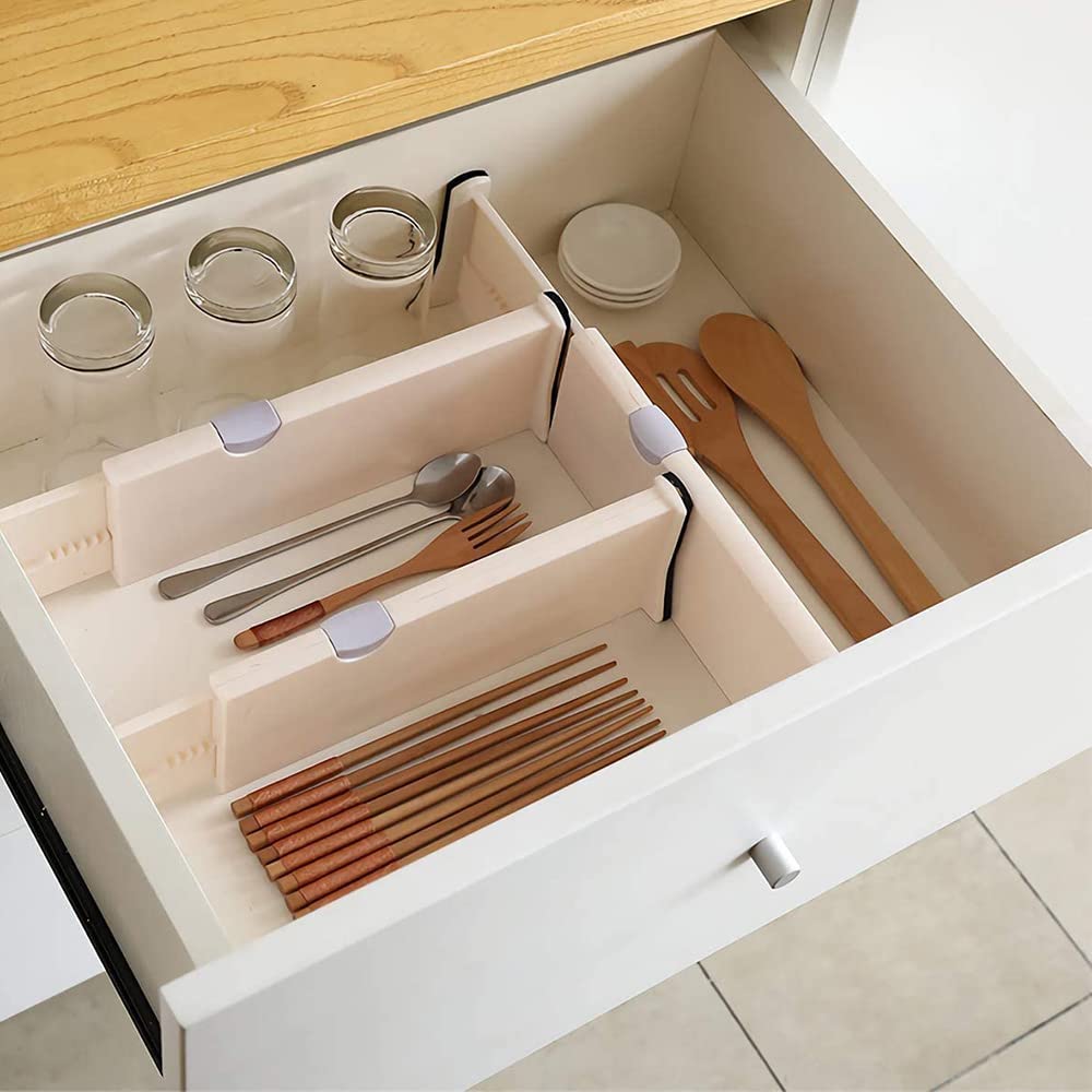 2 Pack Organizer Separators Expandable, Adjustable Drawer Dividers, Organizer Separators, Adjustable Dresser Drawer Organizers, for Office, Kitchen, Drawer, Bathroom, Bedroom, Dresser Storage, 2pcs