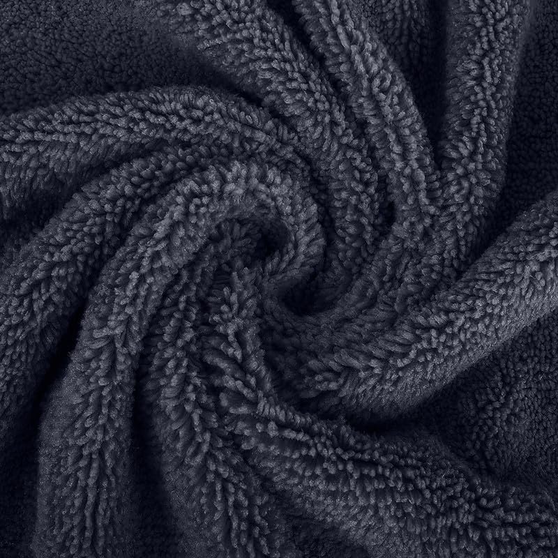 4-Piece Towel Set, 100% Cotton ? Includes 1 Bath Towel 140 cm x 70 cm, 1 Hand Towel 100 cm x 50 cm, 2 Washcloths 30 cm x 30 cm, Quick Dry, Super Soft, Highly Absorbent, No Fade, Black
