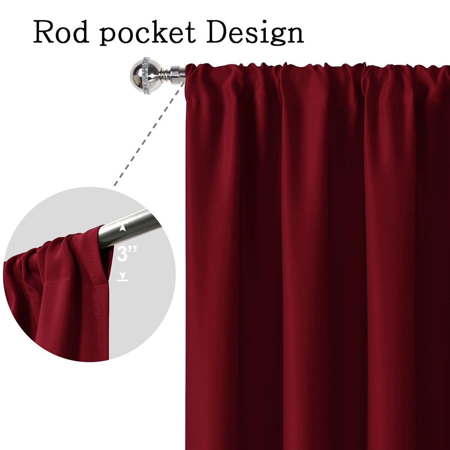 Blackout Curtains for Bedroom - Thermal Insulated Room Darkening Noise Reducing- cover pocket design - 1 panel with tie-pack