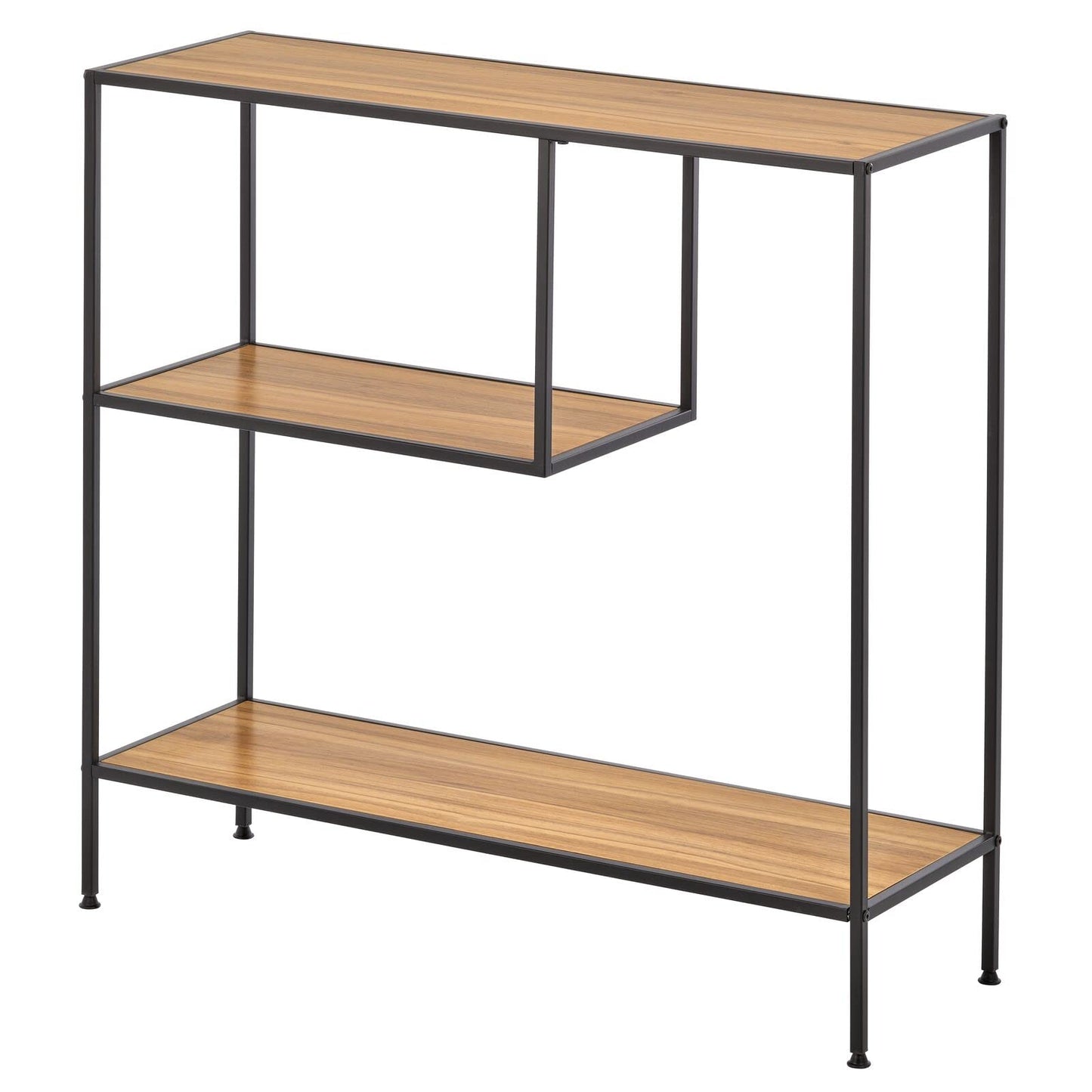 Modern Wood Console Table with Shelf - Sturdy Metal Frame - Furniture Unit for Living Room, Bedroom, Hallway, Entryway - Adjustable Feet, Water-Resistant, Wood Top - Black/Nordic Walnut