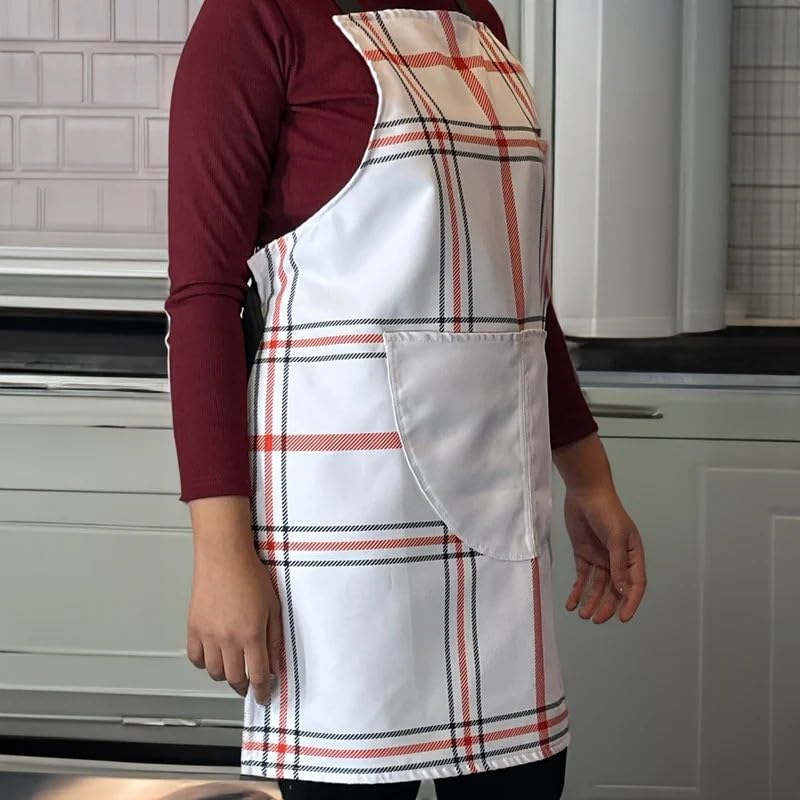 Apron, Cross-Back Design, Soft Cotton-Like Fabric, One Size, Lightweight Breathable Unisex with Front Pocket, for Cooking, and Daily Use