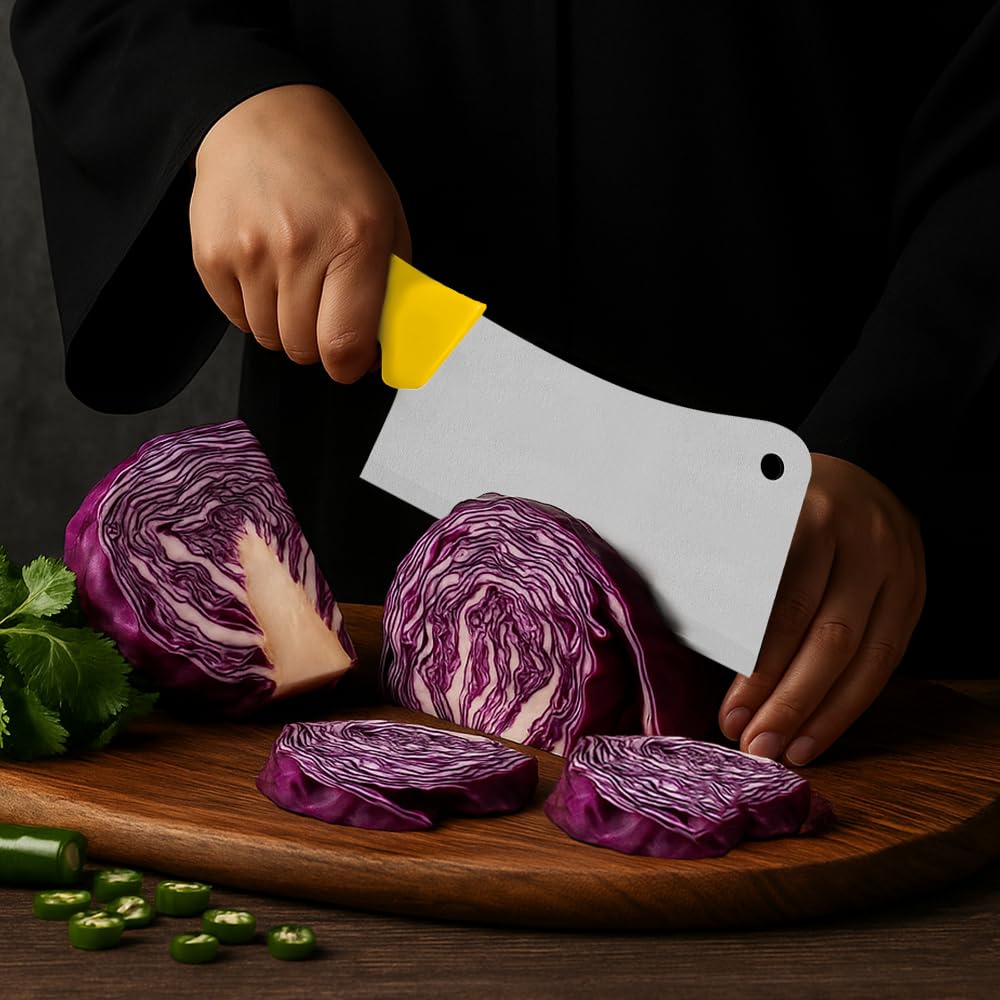 Professional 6" Cleaver – Stainless Steel Blade, Polypropylene Handle, Durable, Precision Cutting, and Dishwasher Safe