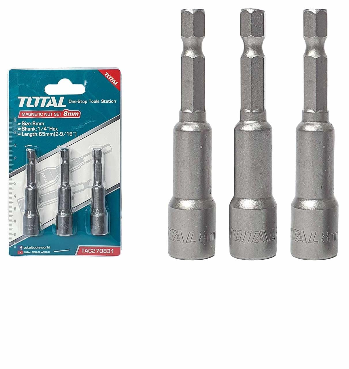 Total TAC270831 Magnetic Nut Set of 3, 8 mm Size