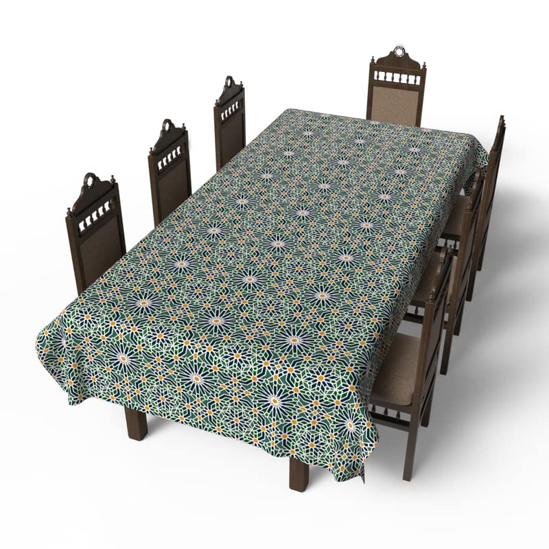 Islamic Adden Waterproof Tablecloth, a Multicolor 140x300 cm Rectangular Table Cover of Spillproof Polyester with a Garden Pattern, a Beautiful Protector for Large Dining Tables