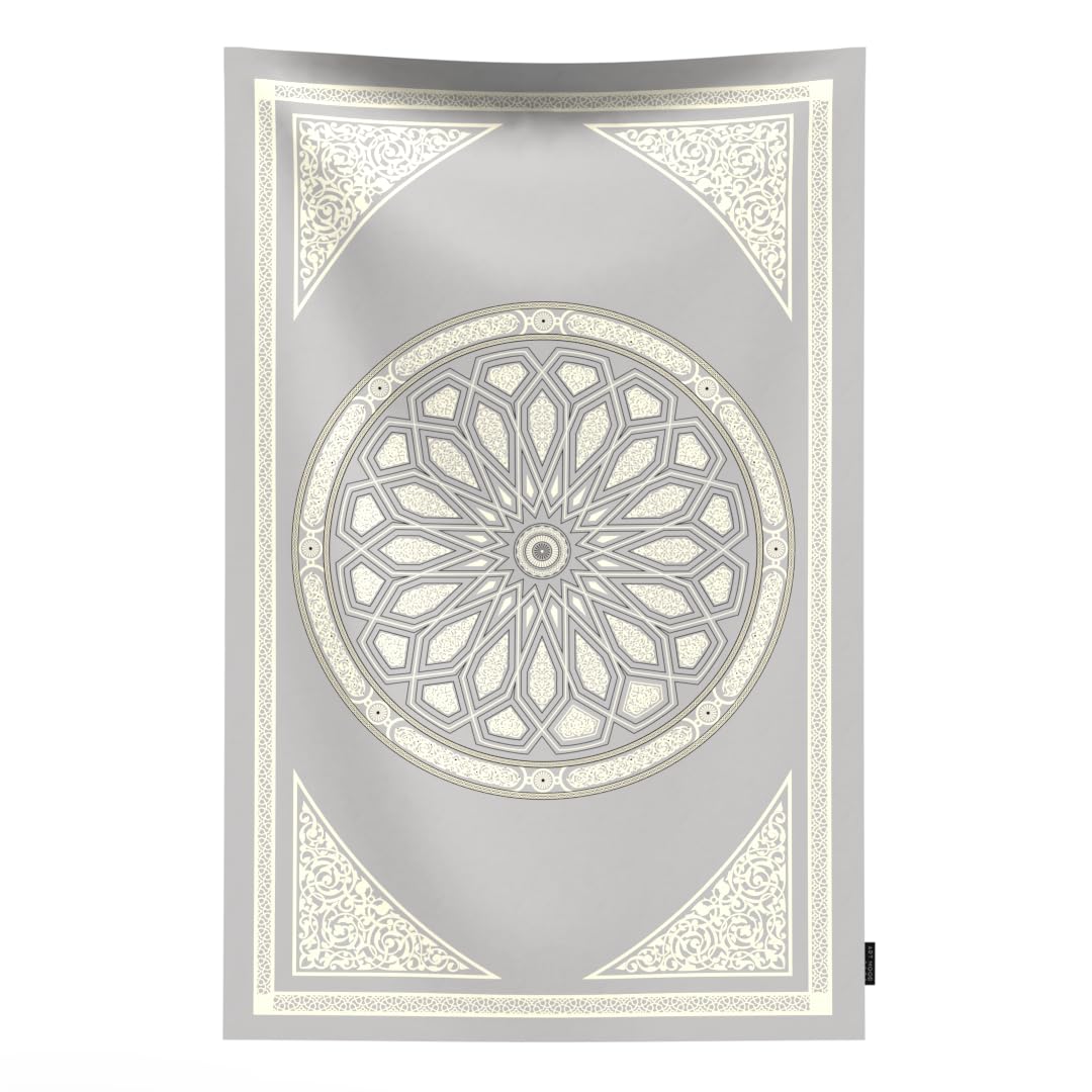 Al-Qubba Portable Prayer Mat, a Waterproof and Lightweight Foldable Travel Rug in a Convenient Pocket Size, Grey, an Ideal Companion for Daily Prayers (Salah) at the Office, Park, or on Vacation