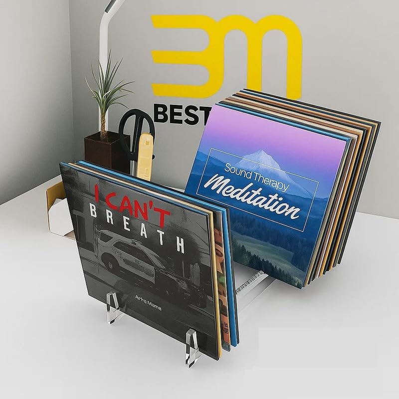 Acrylic Vinyl Record Storage Holder – Holds up to 20 KG Albums, 35 cm Clear Desktop Rack and Organizer Shelf, Modern Portable Stand for Home and Office Display