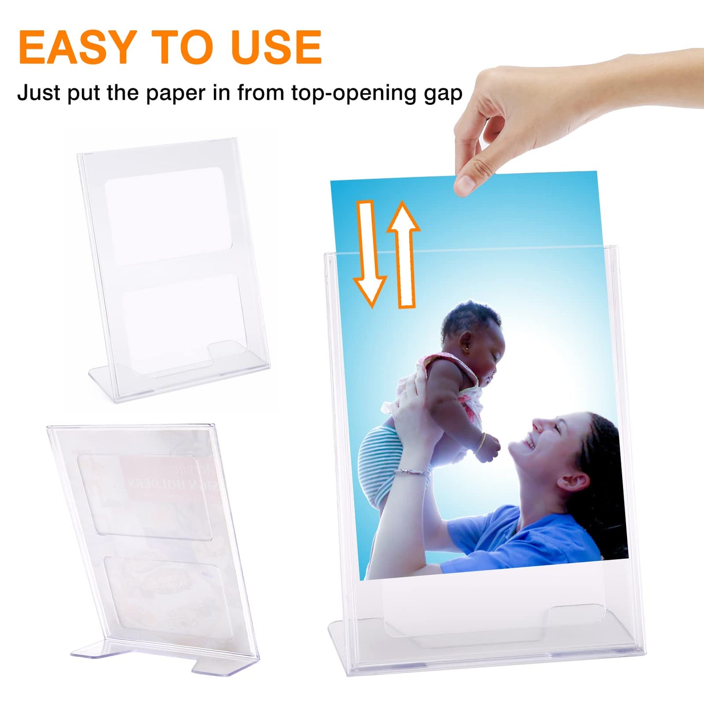 5-Piece A4 Acrylic Menu Display Stand, Clear L-Shape Plastic Poster Holder for Tabletop Use in Restaurants Hotels Schools or Offices, Plexi Sign Holder for Menus and Notices