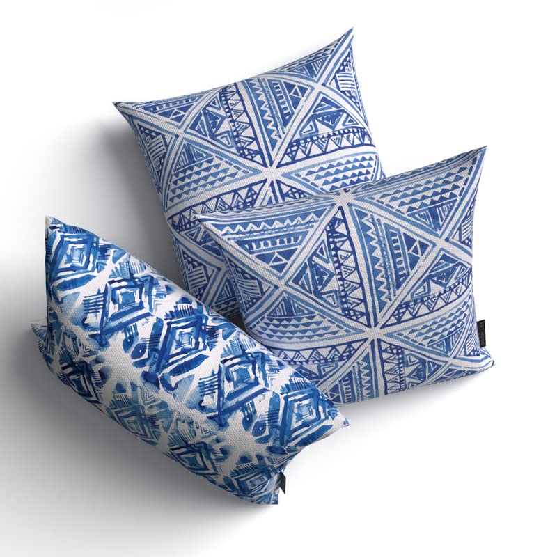 Glam Set Velvet Cushion Cover in Blue & White, a plush decorative pillow with a sophisticated and glamorous pattern, 40x40 cm, perfect for adding a luxurious accent to your sofa or bed