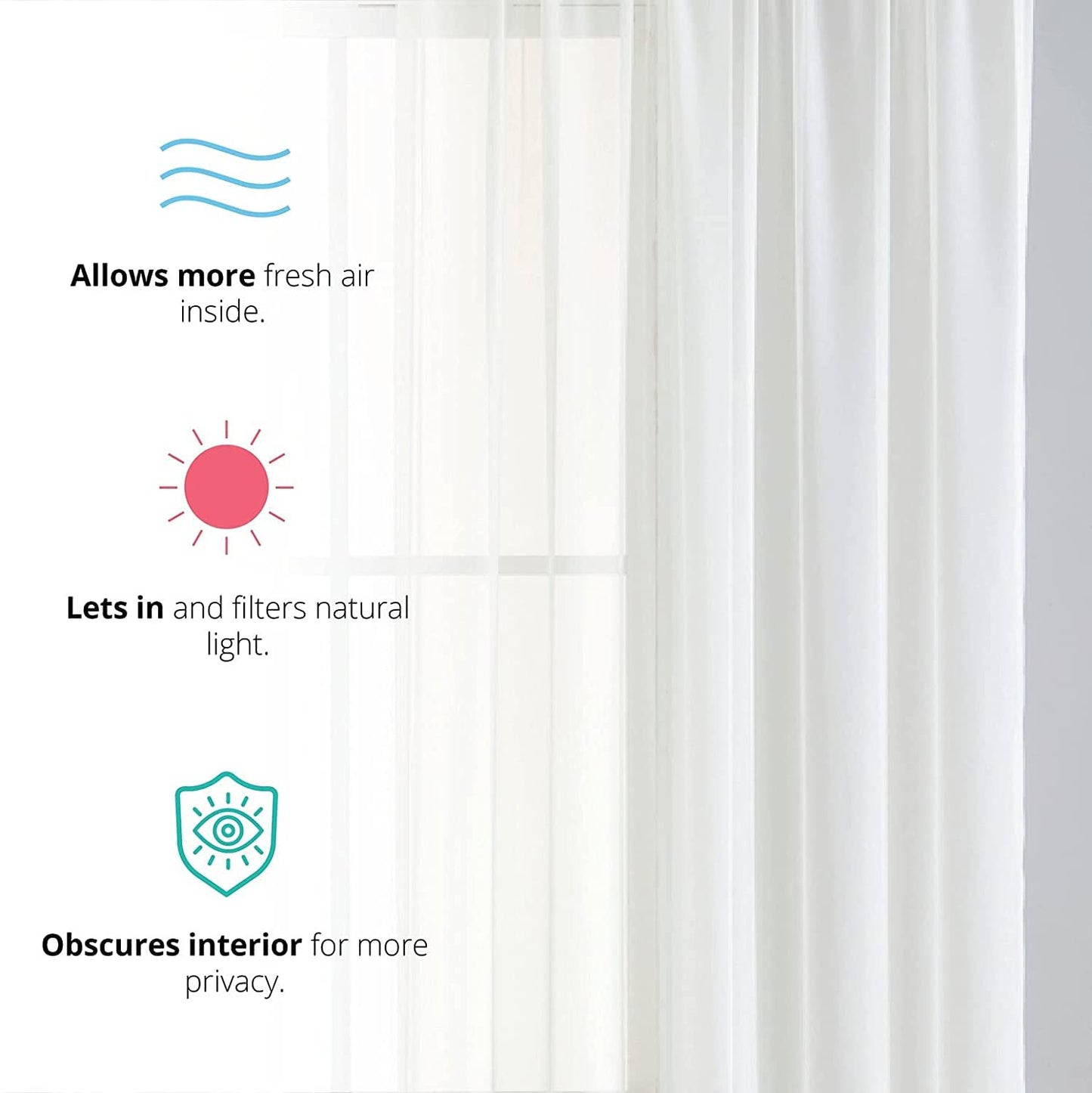 Elegant Voile Chiffon Curtains - Rod Pocket Design - Luxury Soft Fabric 1 Panel