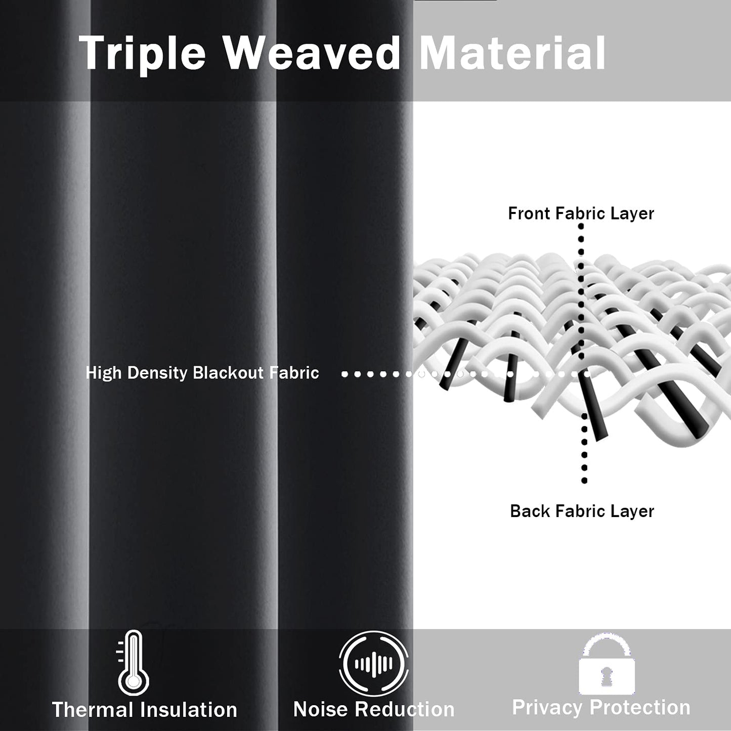Blackout Curtains for Bedroom - Thermal Insulated Room Darkening Noise Reducing- cover pocket design - 1 panel with tie-pack
