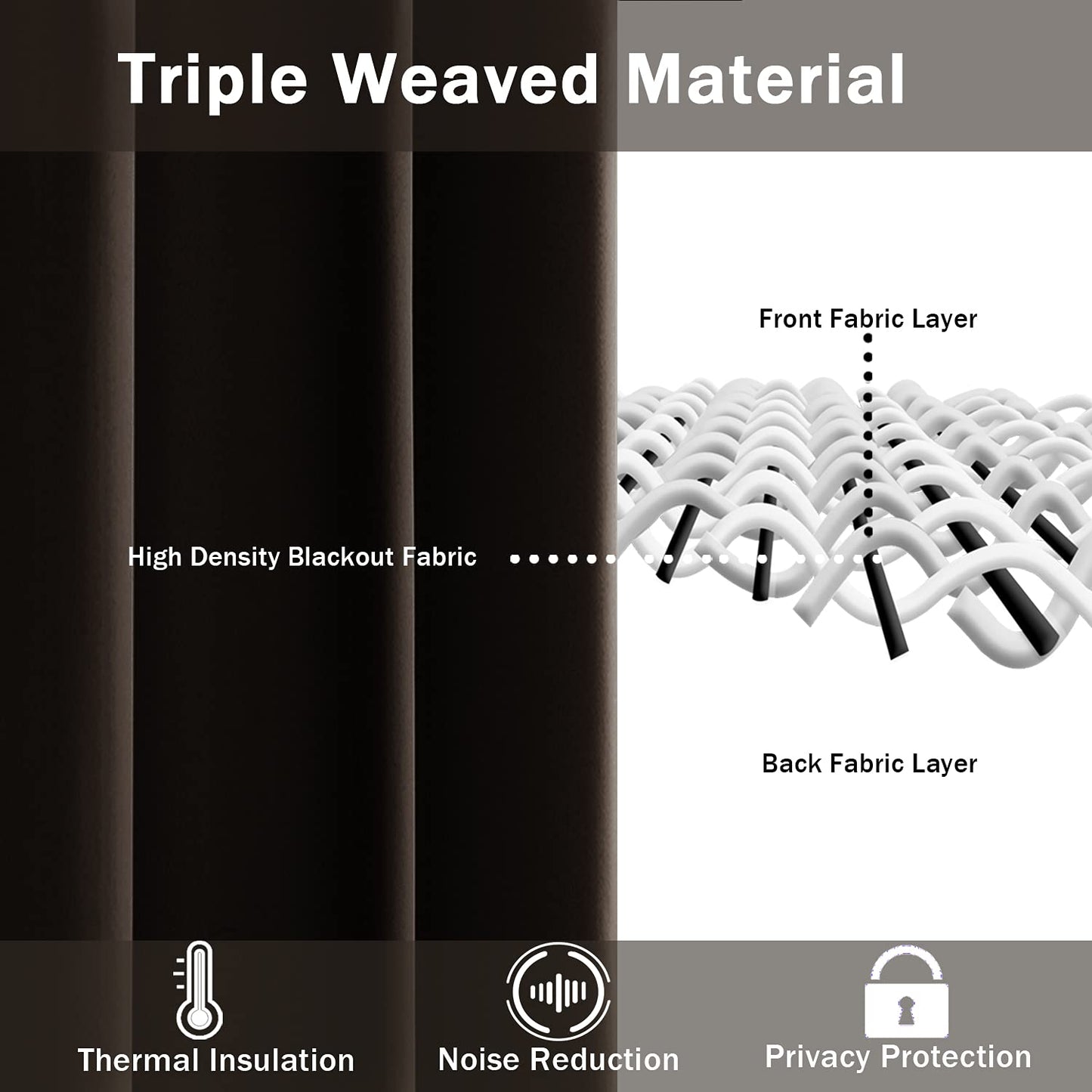 Blackout Curtains for Bedroom - Thermal Insulated Room Darkening Noise Reducing- cover pocket design - 1 panel with tie-pack