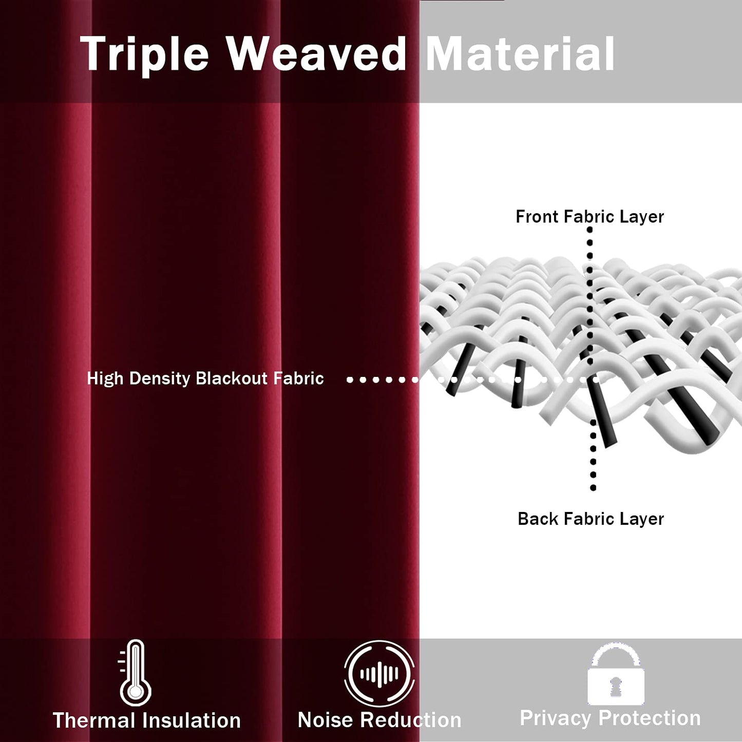 Blackout Curtains for Bedroom - Thermal Insulated Room Darkening Noise Reducing- cover pocket design - 1 panel with tie-pack