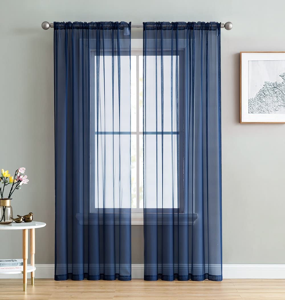 Elegant Voile Chiffon Curtains - Rod Pocket Design - Luxury Soft Fabric 1 Panel