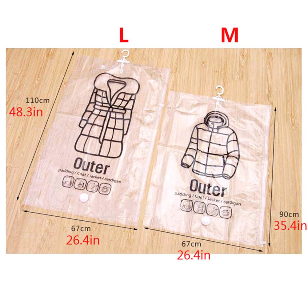 STTC Pack of 3 Garment Covers Bags, Hanging Transparent Vacuum Storage Bag for Wardrobe Storage Travel Garment Bags,L