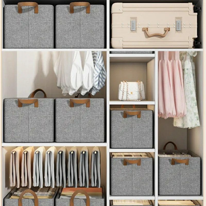 Fabric Wardrobe - Washable Clothes Closet Organizer with Metal Reinforced Shelf & Sturdy Handles for Home Storage & Organization - Grey