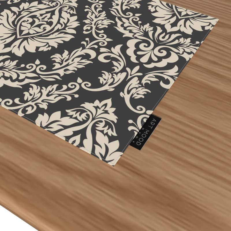 Grey Sophia Canvas Placemats Set of 6 in Grey & Off-White, each 45x30 cm, durable and washable table mats with an elegant pattern for a chic and sophisticated dining arrangement