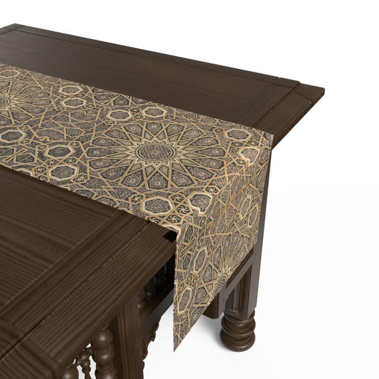 Islamic Unique Diwan Velvet Runner, a Plush Multicolor 35x140 cm Decorative Centerpiece with a Traditional Pattern, a Luxurious Table Scarf for Elegant and Festive Dining Occasions