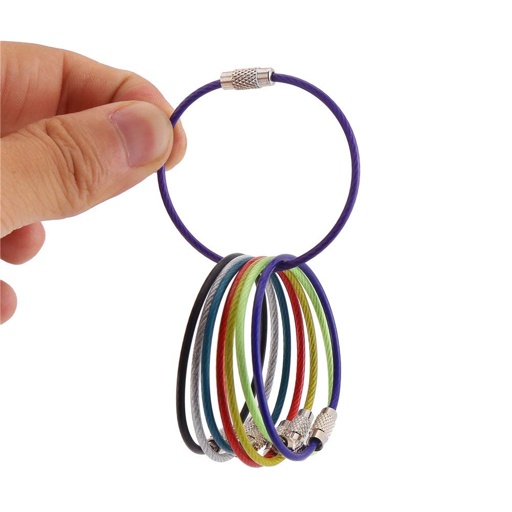 24 Pieces 6 Inches Wire Key Chains Cable Rings Stainless Steel Assorted Colours