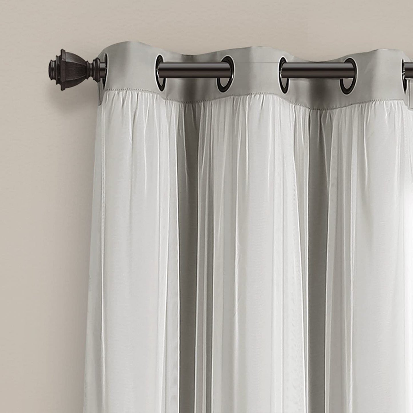 Voile Sheer Panel Pair with Insulated Blackout Room Dark,Rich steel Grommet, Set of 1 Panel