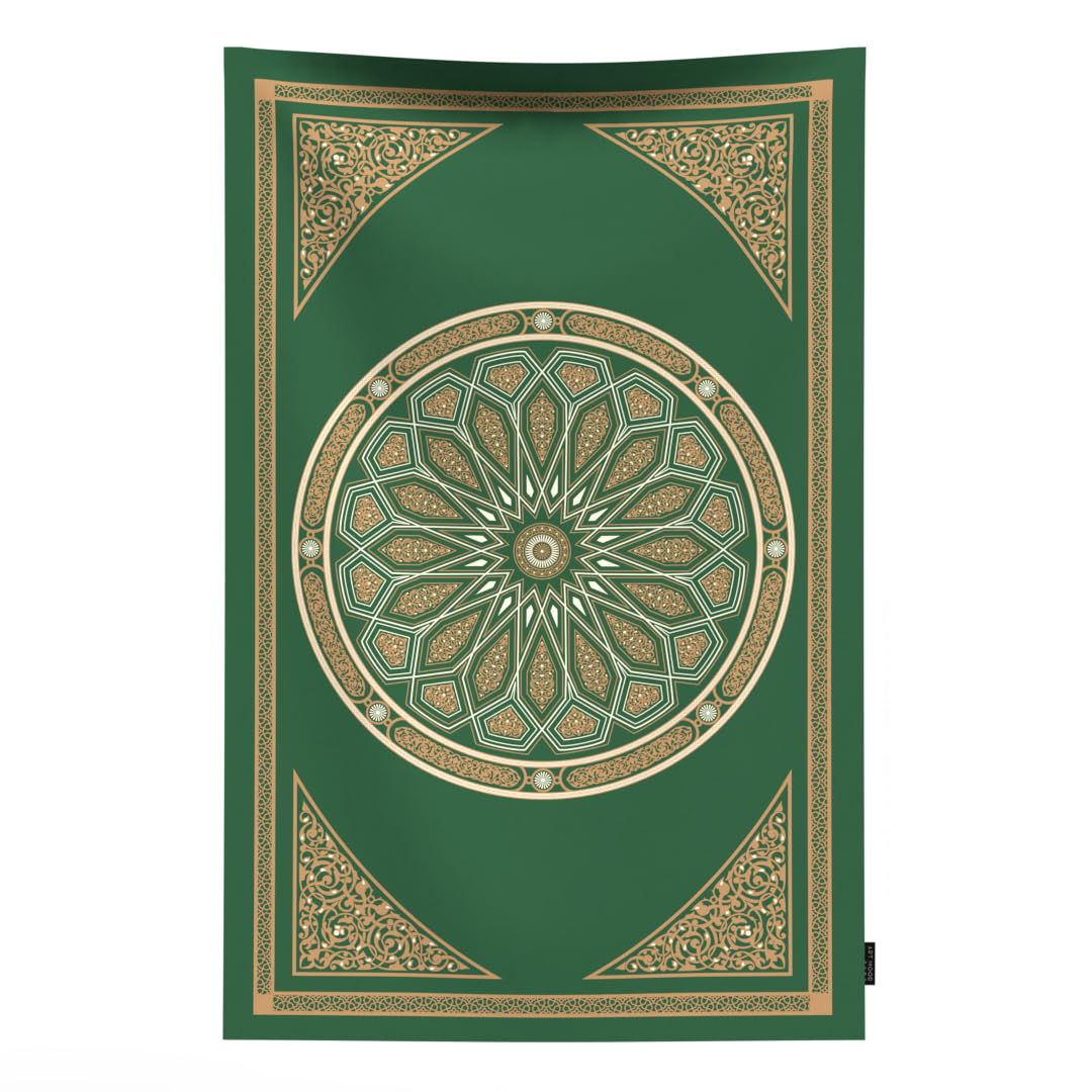 Al-Qubba Portable Prayer Mat, a Waterproof and Lightweight Travel Rug, Compact and Foldable to Pocket Size, Green, Perfect for Ensuring a Clean and Convenient Space for Muslim Prayer on the Go