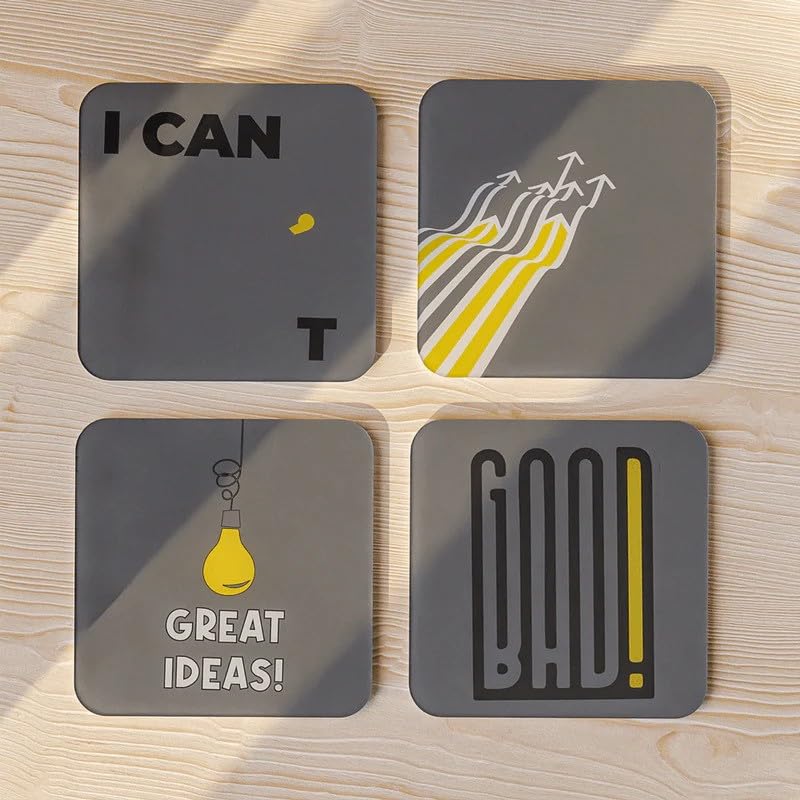 Acrylic Coaster Set of 4, 9×9 cm, Heat and Moisture Resistant Drink Coasters, Mountain Landscape Design, Acrylic for Coffee Tables Desks Dining Decor, Set of Decorative Mats