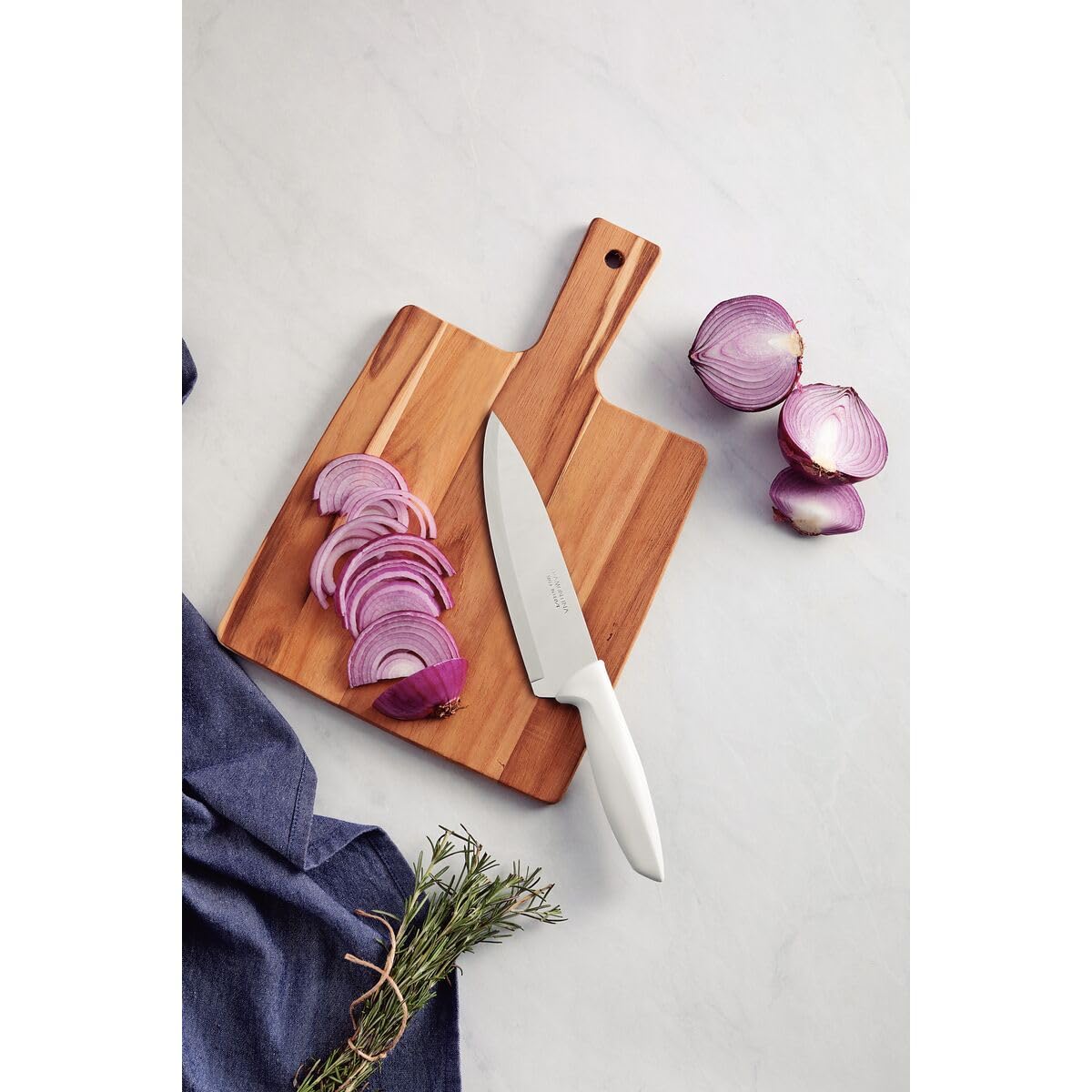 Plenus Stainless Steel Chef Knife with Handle, 7-Inch Blade, White