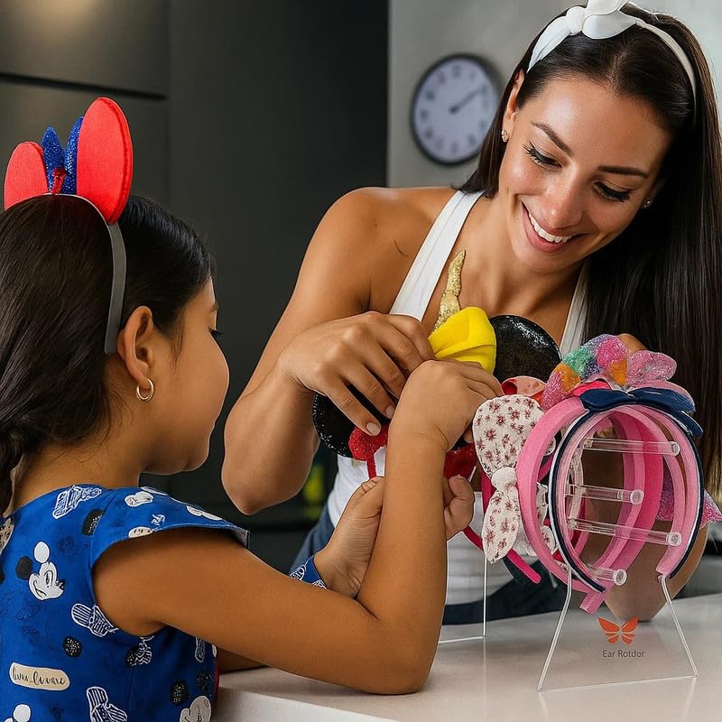 Clear Acrylic Headband Holder and Display Stand, Modern Organizer Rack for Hairbands, Scrunchies, and Watches, Stylish Vanity and Closet Accessory for Girls and Women