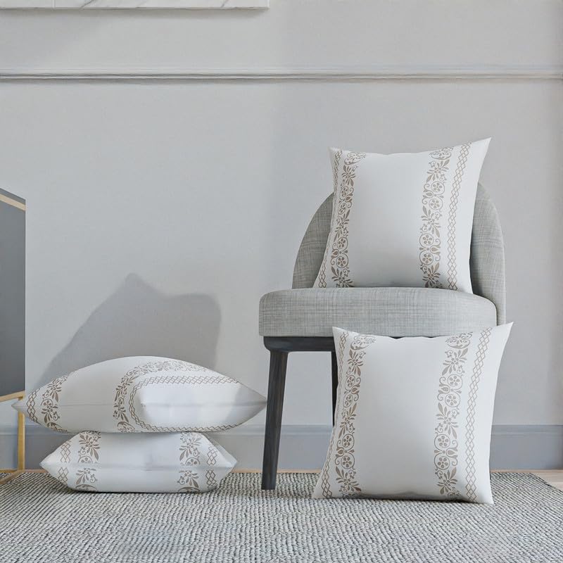 Terra Velvet Cushion Cover, a luxurious and soft decorative pillow in an elegant White & Beige, 40x40 cm, perfect for adding a touch of understated sophistication to your living space
