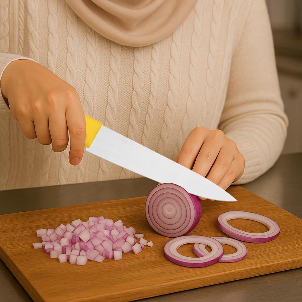 Professional Meat Knife – 8-Inch Stainless Steel Blade with Yellow Textured Polypropylene Handle – Ergonomic & Sturdy