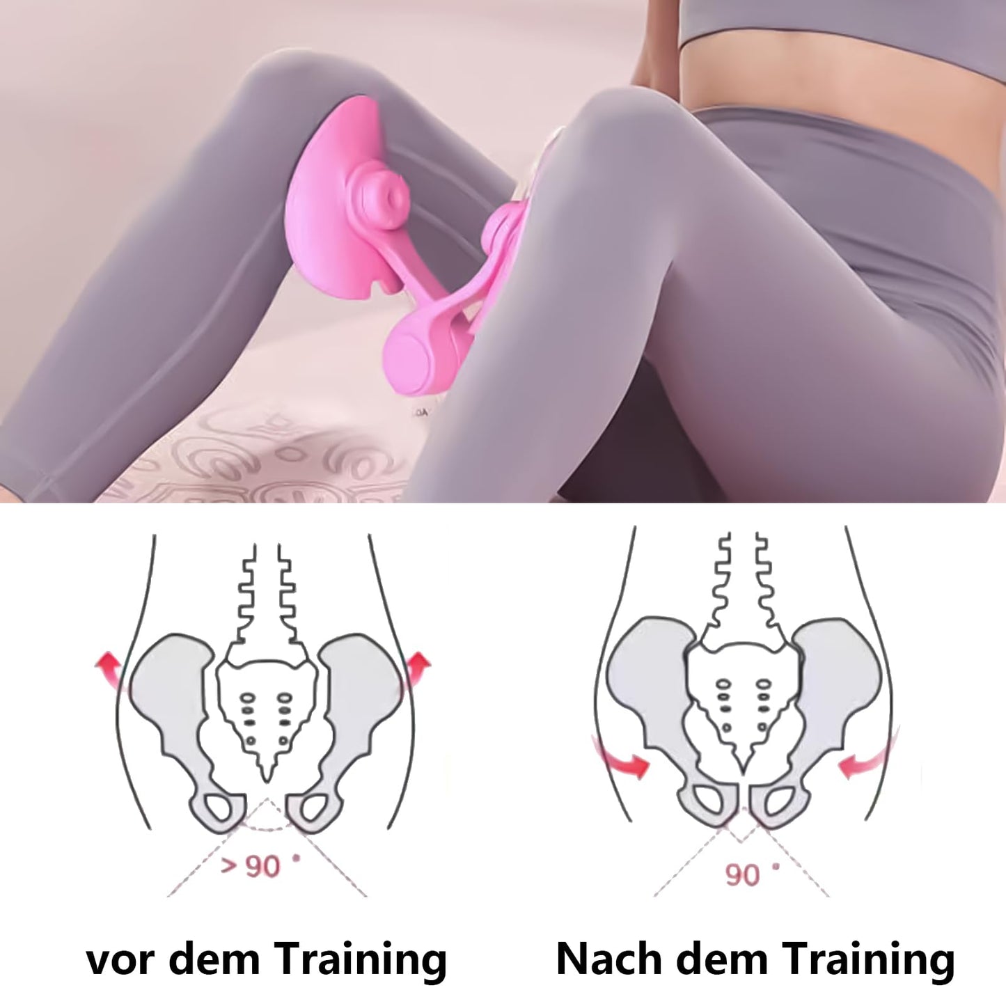 DYOUen Thigh Trainer, Pelvic Floor Muscle Trainer, Hip Trainer, Training Device for Female Buttocks, Leg Press, Leg Trainer, Thigh, Pelvic Floor Training (Pink)