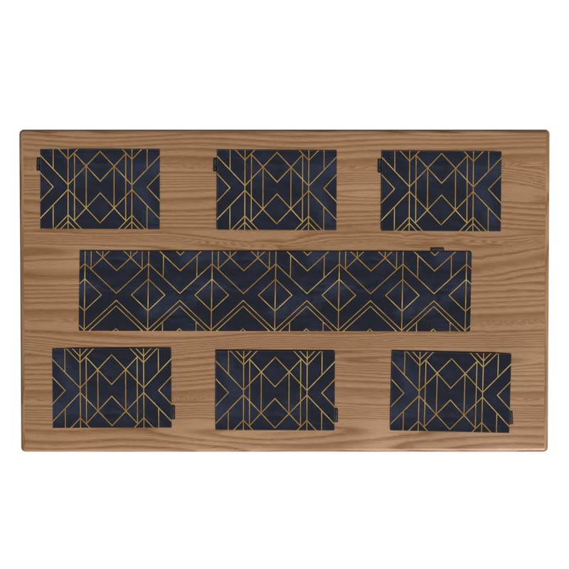 Golds Dark Blue Canvas Placemats Set of 6, durable 45x30 cm washable table mats in Dark Blue & Gold, designed to protect your dining surfaces with a sophisticated and elegant flair