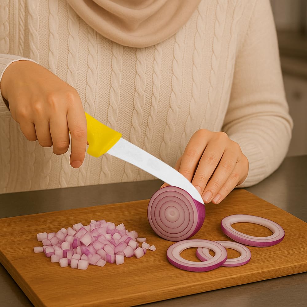 Stainless Steel Poultry Wing Cutting Knife Professional with Yellow Textured Polypropylene Handle, 5-inch Blade Length