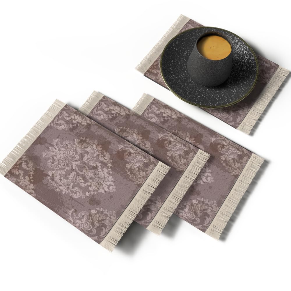 Rug Coaster - Elegant and Durable Mini Rug Coasters for Coffee Table, Dining, and Home Decor - Ultra-Soft Microfiber Polyester - Set Of 4