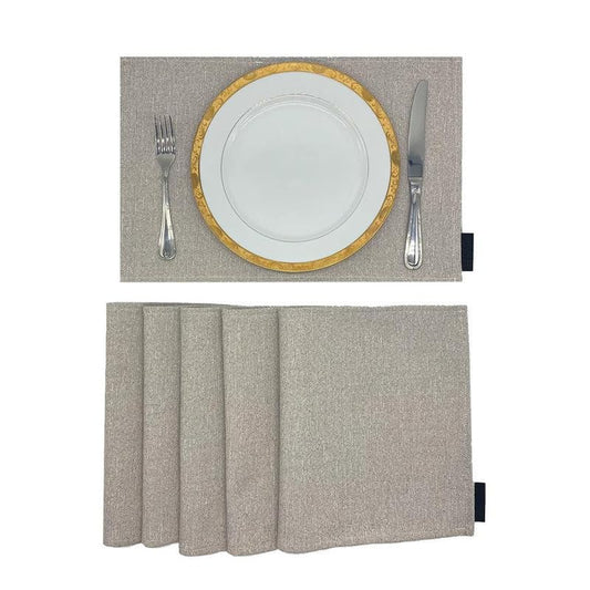 طقم مفارش طاولة من الكتان مكون من 6 قطع من مفارش الطاولة والممر